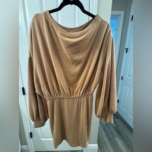 Free People Tan Long Sleeve Dress